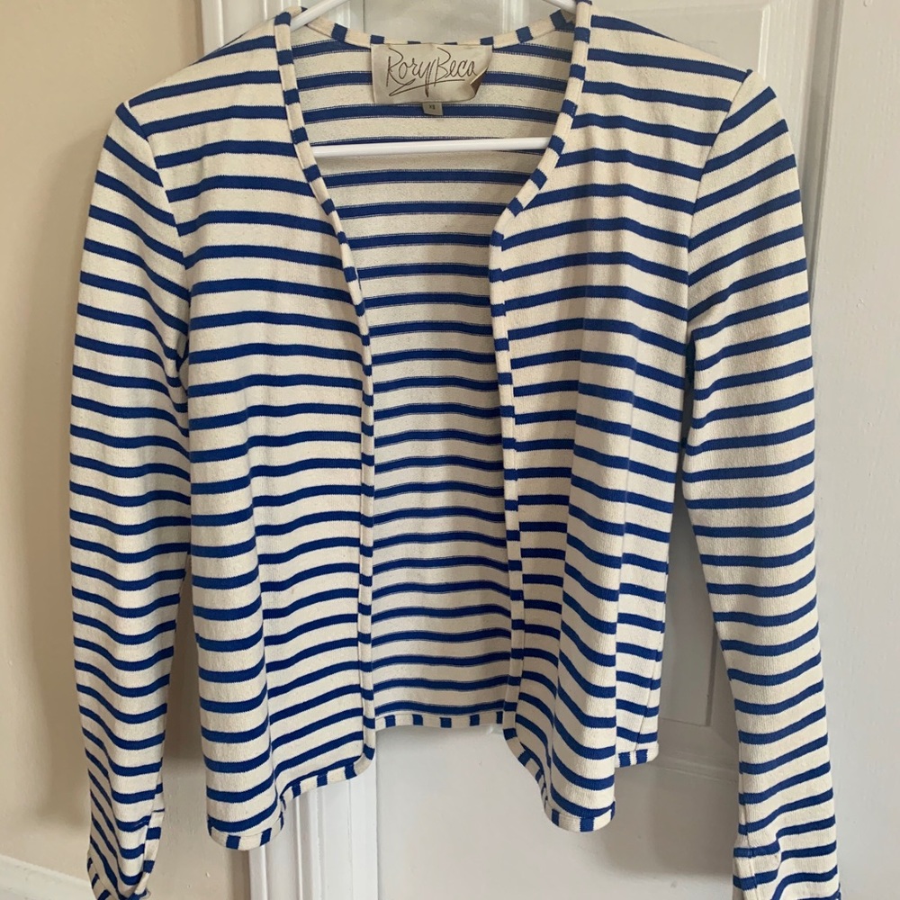 Rory Becca Blue Striped Cotton Jacket XS
